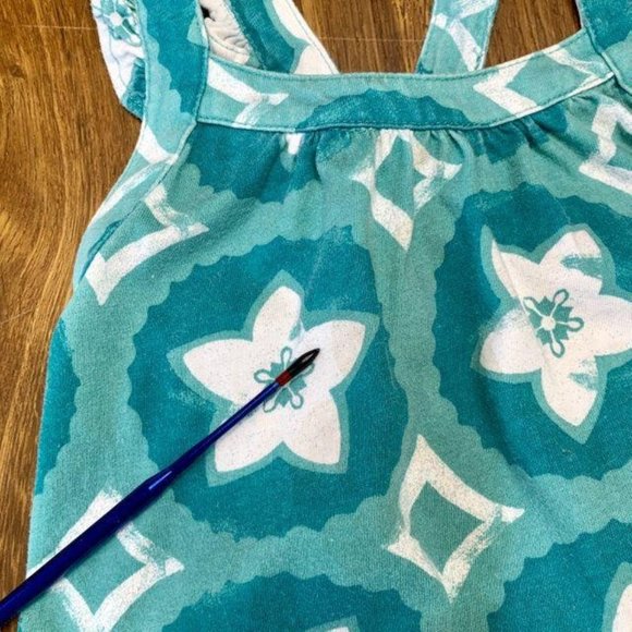 TEA COLLECTION Girls Romper 12-18 Toddler Girl Cross Back Bubble Playsuit Green - Picture 3 of 6